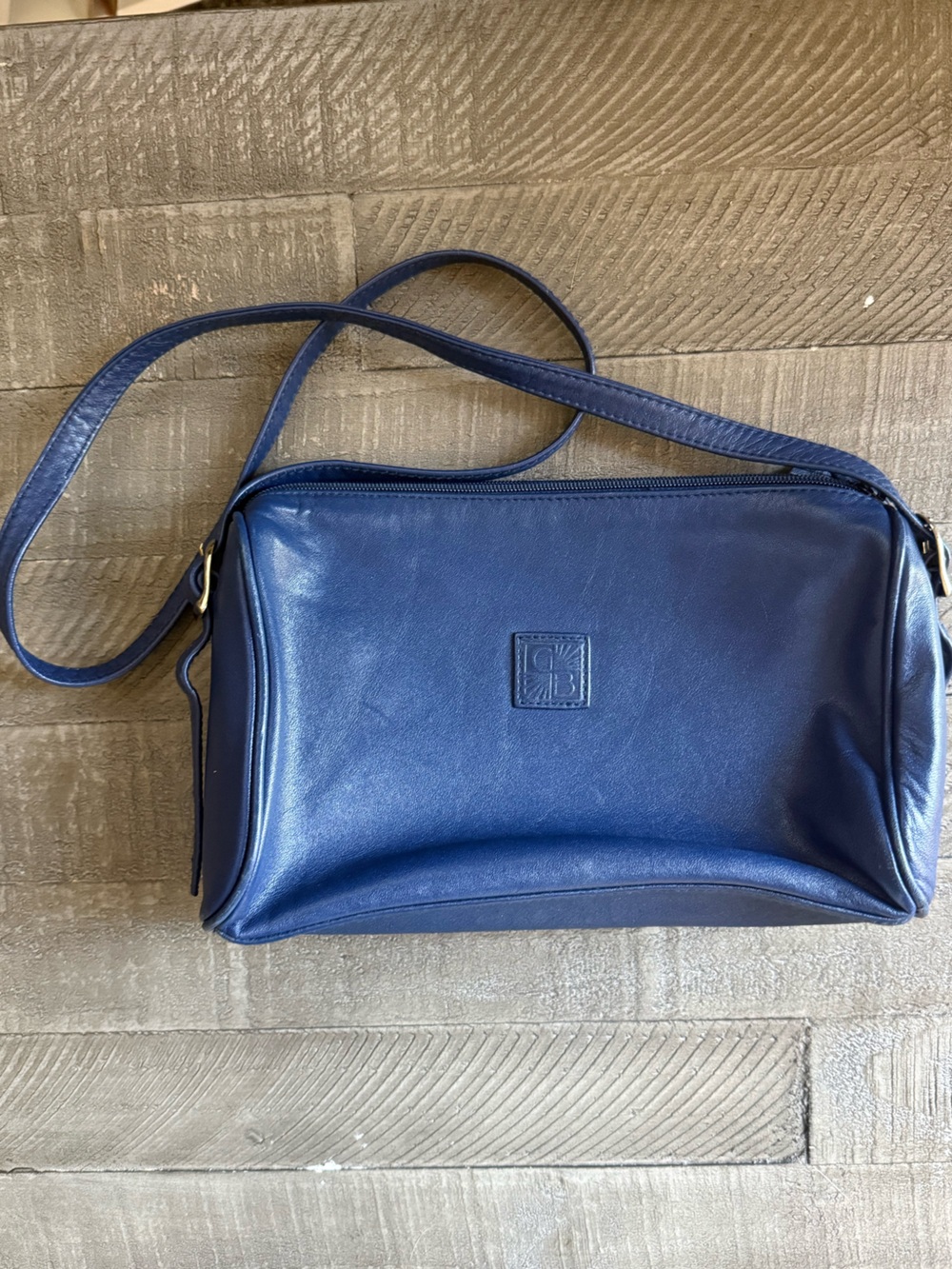 Vintage Gianni Bernini Genuine Leather Blue Crossbody Shoulder Bag